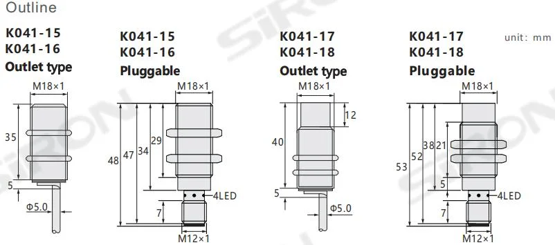 Siron K041-15 M18 PNP No+Nc Flush 8mm Inductive Proximity Switch Sensor